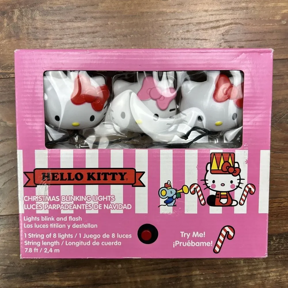 New Gemmy Retro Hello Kitty Christmas Blinking Lights Plastic Blowmold Like